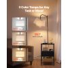 Floor Lamp with Table, 3-Tier End Table with Drawer and 3 Color Temperature Lighting