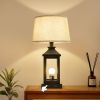 20.5in Black Farmhouse Bedside Table Lamp for Living Room, 3-Way Dimmable Touch Control Modern Nightstand Lamp with 2 Light for Bedroom, Home, Office(