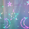 Multi colored 11.5 foot decorative starry sky string screen light, moon and star LED night light suitable for home decoration parties