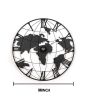 36 Inch Large Black Metal Wall Clock, Modern Silent World Map Wall Clock with Gold Pointers, Decorative for Living Room, Entryway, Dinning Room, Bedro