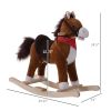 Kids Plush Rocking Horse, Realistic Sounds, Red Scarf, Perfect Gift, Memorable Fun, Brown, for 3 Years