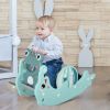 3-in-1 Portable Slide & Rocking Horse with Basketball Hoop, Indoor Outdoor Playground Toy for Toddlers 3-5 Years, Green