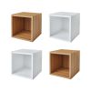 Wall Mounted Cube Shelves, Set of 4, Light Honey and White Textured Finish