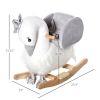 Plush Swan Rocking Horse – Ride‑On Toy with Sound, Wooden Base & Safety Belt