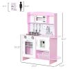 Pink Wooden Kids Play Kitchen – Lights, Sounds, Storage & Accessory Set