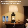 20.5in Black Farmhouse Bedside Table Lamp for Living Room, 3-Way Dimmable Touch Control Modern Nightstand Lamp with 2 Light for Bedroom, Home, Office(