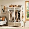 Freestanding Walk-In Closet Organizer – Rustic Garment Rack with Drawers & Shelves