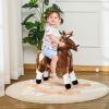 Plush Rocking Horse for Kids, Brown, Realistic Sounds, Ride-On Toy for Children 3+