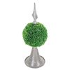 Faux Boxwood Topiary Sphere on Metal Spire – 17"