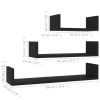 Shelf Set of 3 Black Engineered wood Large Wall-mounted