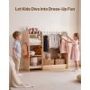 Kids Dress Up Storage, with Mirror, Wooden Kids Dress Up Rack, Toddler Wardrobe Closet for Little Girls, Storage Armoire, Costume Organizer