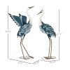 Set of 2 Standing Bird Garden Sculptures, Heron Garden Statues for Lawn, Patio, Backyard Decoration, 29" & 27.5", Blue & White