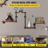 Industrial Pipe Shelving, Pipe Shelves with 4-Tier Wood Planks, Rustic Floating Shelves Wall Mounted, Wall Shelf DIY Bookshelf for Bar Kitchen Bathroo