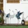 Set of 2 Standing Bird Garden Sculptures, Heron Garden Statues for Lawn, Patio, Backyard Decoration, 29" & 27.5", Blue & White