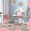 Height‑Adjustable Kids Desk & Chair Set – Tilt Desktop Study Station with Storage, Pink