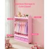 Kids Dress Up Storage, with Mirror, Toddler Costume Wardrobe with Drawer, Dress Up Wardrobe Closet for Little Girls, Pretend Storage Dresser
