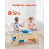 Kids Reversible Wooden Activity Table, Multi-Purpose Activity Play Table with 200 Building Bricks & 3 Storage Bins for Kids 3+ Years