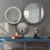 Vintage 17'' x 17'' Wood Round Hanging Gear Shape Decorative Mirror Patchwork Effect With Large-size Mirrors Individually On Art Walls,Sold Individual