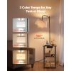 Floor Lamp with Table, Narrow 3-Tier End Table with Open Shelves & 3 Color Temperature Lighting