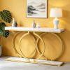 55 Inch Console Table Narrow Entryway Sofa Table with Geometric Metal Frame Living Room Decorative Table