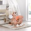 Giraffe Plush Wooden Rocking Horse, Animal Chair with Sound, Brown, for Boys & Girls