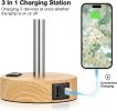 Floral Touch Lamp for Bedroom- 3 Way Dimmable Bedside Lamp USB C A Charging Ports and AC Outlet, Small Table Lamp Floral Linen Lampshade for Gift