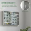 Glass Display Cabinet 5-Tier Wall-Mounted Adjustable Shelves 2 Doors Modern Gray