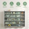 Glass Display Cabinet 5-Tier Wall-Mounted Adjustable Shelves 2 Doors Modern Gray