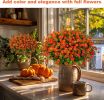 12-Bundle Red-Orange Artificial Outdoor Flowers – UV-Resistant Fall Garden Décor