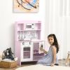 Pink Wooden Kids Play Kitchen – Lights, Sounds, Storage & Accessory Set