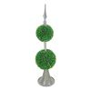 Artificial Two‑Tiered Boxwood Sphere Topiary on Metal Spire – 26.5"