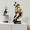 Thinker Statue, Silence is Gold Abstract Art Figurine,Modern Home Resin Sculptures Decorative Objects,Table Top Decor for Livingroom Home