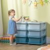 3‑Tier Kids Toy Storage Organizer with 6 Drawers – Blue
