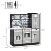 Brown Wooden Kids Kitchen Playset – Interactive Pretend Kitchen with Lights, Sounds & Storage