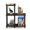 18.9"W x 9.4"D x 19.5"H 3-Shelf Decorative Shelves, Columbia Walnut and Black