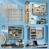 Gray 5-Tier Display Cabinet, Wall-Mounted Display Case with 2 Glass Doors and Adjustable Shelves