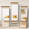 71"x26" Full Length Rectangular Mirror Wall or Leaning Aluminum Alloy Frame with Stand Black