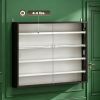 Black 5-Tier Display Cabinet, Wall-Mounted Display Case with 2 Glass Doors and Adjustable Shelves