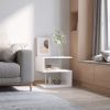 Lift Top Coffee Table Designer S-Shaped White 3-Tier Side Table Multi Level with 2 Steel Support Poles