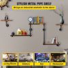 Industrial Pipe Shelving, Pipe Shelves with 5-Tier Wood Planks, Rustic Floating Shelves Wall Mounted, Wall Shelf DIY Bookshelf for Bar Kitchen Bathroo