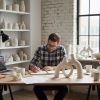 Modern Ceramic Vase, Snuggle Heart-Shaped Abstract Sculpture Vases
