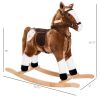 Plush Rocking Horse for Kids, Brown, Realistic Sounds, Ride-On Toy for Children 3+