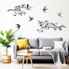 4PCS Metal Birds Wall Art Birds on Branch Silhouette Art Metal Leaves Wall Decor Swallow Bird Outdoor Wall Art for Home Office Balcony Garden Decor.
