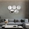 Vintage 17'' x 17'' Wood Round Hanging Gear Shape Decorative Mirror Patchwork Effect With Large-size Mirrors Individually On Art Walls,Sold Individual