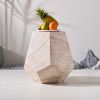 Direct Wicker Magnesium Oxide Marble-Look Accent Table for Indoor & Outdoor Use,Beige