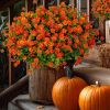 12-Bundle Red-Orange Artificial Outdoor Flowers – UV-Resistant Fall Garden Décor