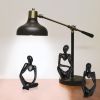 Sandstone Resin Thinker Style Abstract Sculpture Statue Collectible Figurines Home Office Bookshelf Desktop Decor (Small Black, 3pcs)