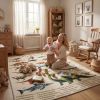 Large Play Mat 79" x 59", Crawling Mat for Toddlers, Living Room and Bedroom with Dinosaur Pattern, Khaki