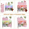 Kids Wooden Storage Organizer with LED Lighting – Open Shelf & 3 Fabric Bins, White