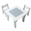 4 in 1 Kid Activity Table and 2 Chairs Set, Graffiti & Building Blocks Double-Sided Tabletop, Toddler Play Table with Storage for Kids 3+ Years